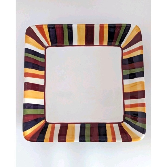 Pampered Chef Other - Pampered Chef Simple Additions Square Striped Plate Dish 7.25in Ceramic Multi